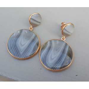 Rosé plated earrings with Botswana Agate