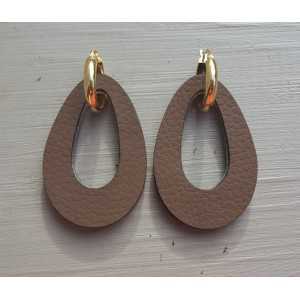 Creoles with buffalo horn pendant double wear black / brown leather