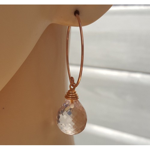 Oorbellen met grote Honey Topaas briolet