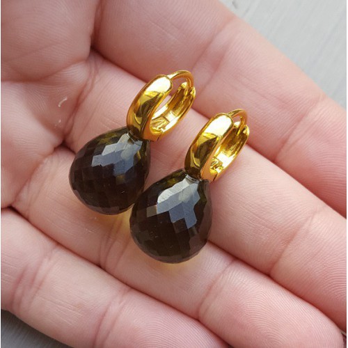 Creolen met groene Amethist quartz briolet