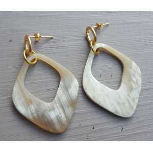 Earrings with a pendant of buffalo horn