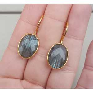 Gold plated earrings with oval Labradorite
