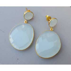 Gold plated earrings with white Chalcedony