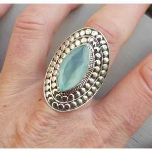 Silber ring mit marquise aqua Chalcedon einstellbar