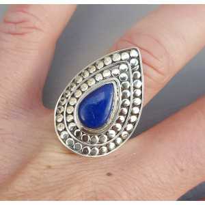 Silver ring teardrop Lapis Lazuli adjustable