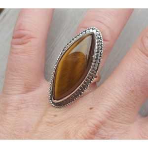 Zilveren ring met marquise Tijgeroog 17 mm