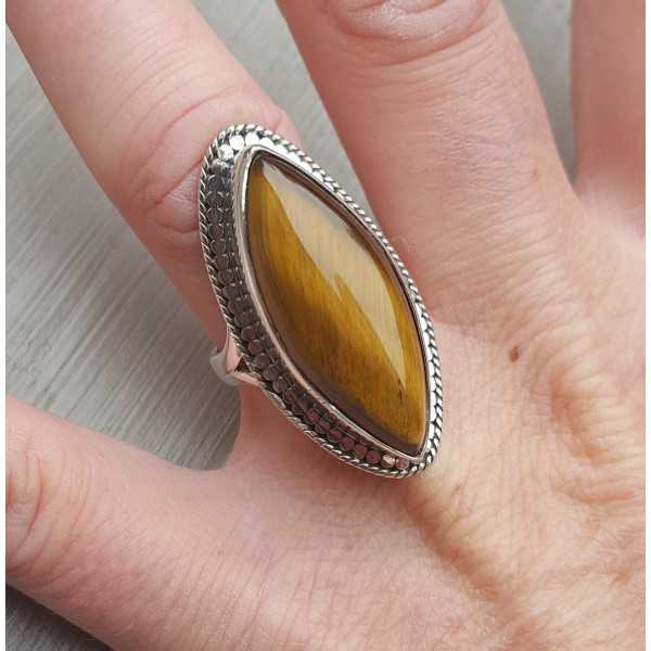 Silber ring mit marquise tiger ' s eye 17 mm