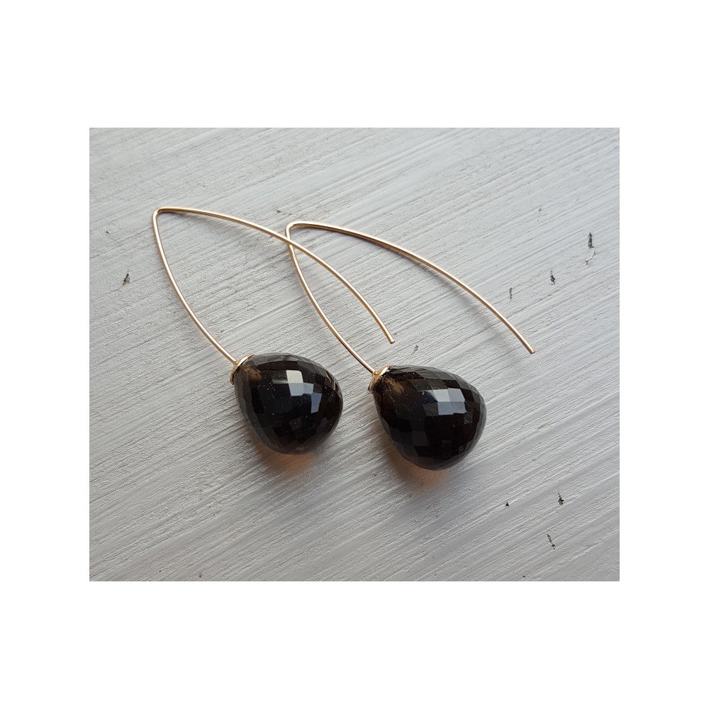 Earrings with Smokey Topaz briolet