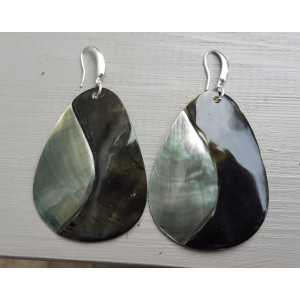 Earrings with large Yin Yang, and Blacklip shell