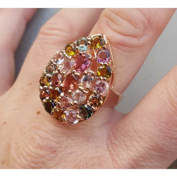 Rosé gold-plated ring set with Tourmaline 19 mm