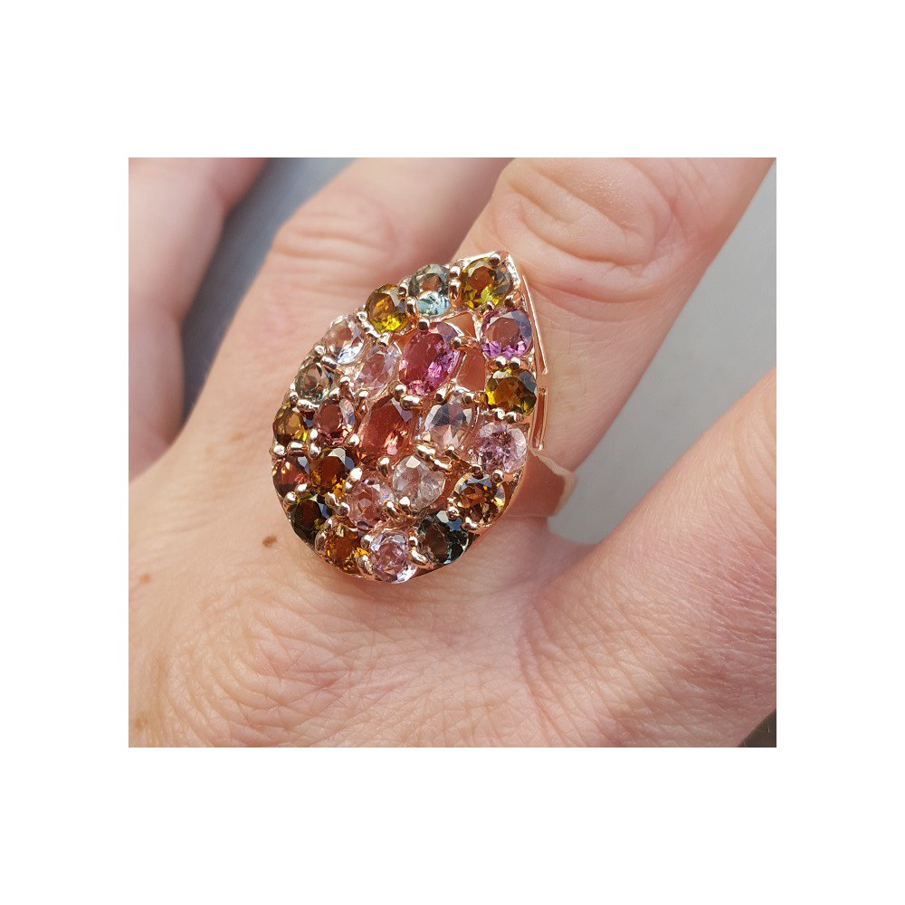 Rosé gold-plated ring set with Tourmaline 19 mm