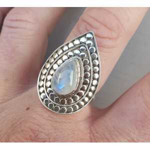 Silver ring with teardrop Moonstone adjustable