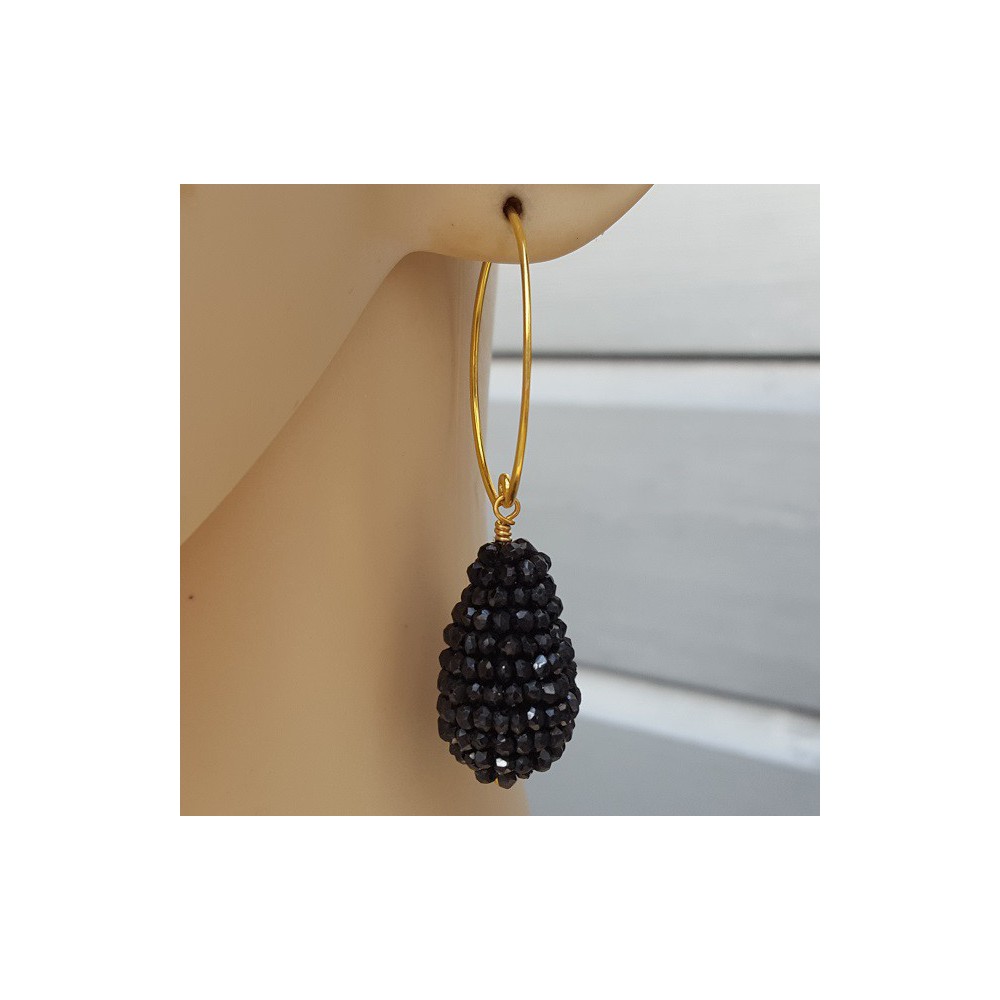 Earrings with drop black Onyx stones