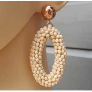 Earrings large oval of ivory colored Crystals