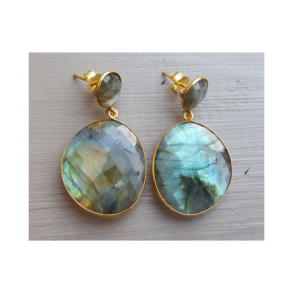 Gold plated earrings Labradorite