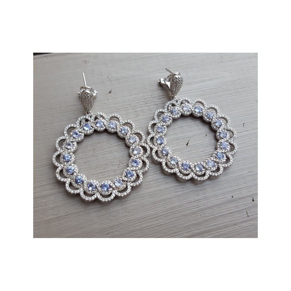 Silver earrings set with Cz and Tanzaniet