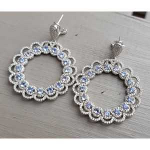 Silver earrings set with Cz and Tanzaniet