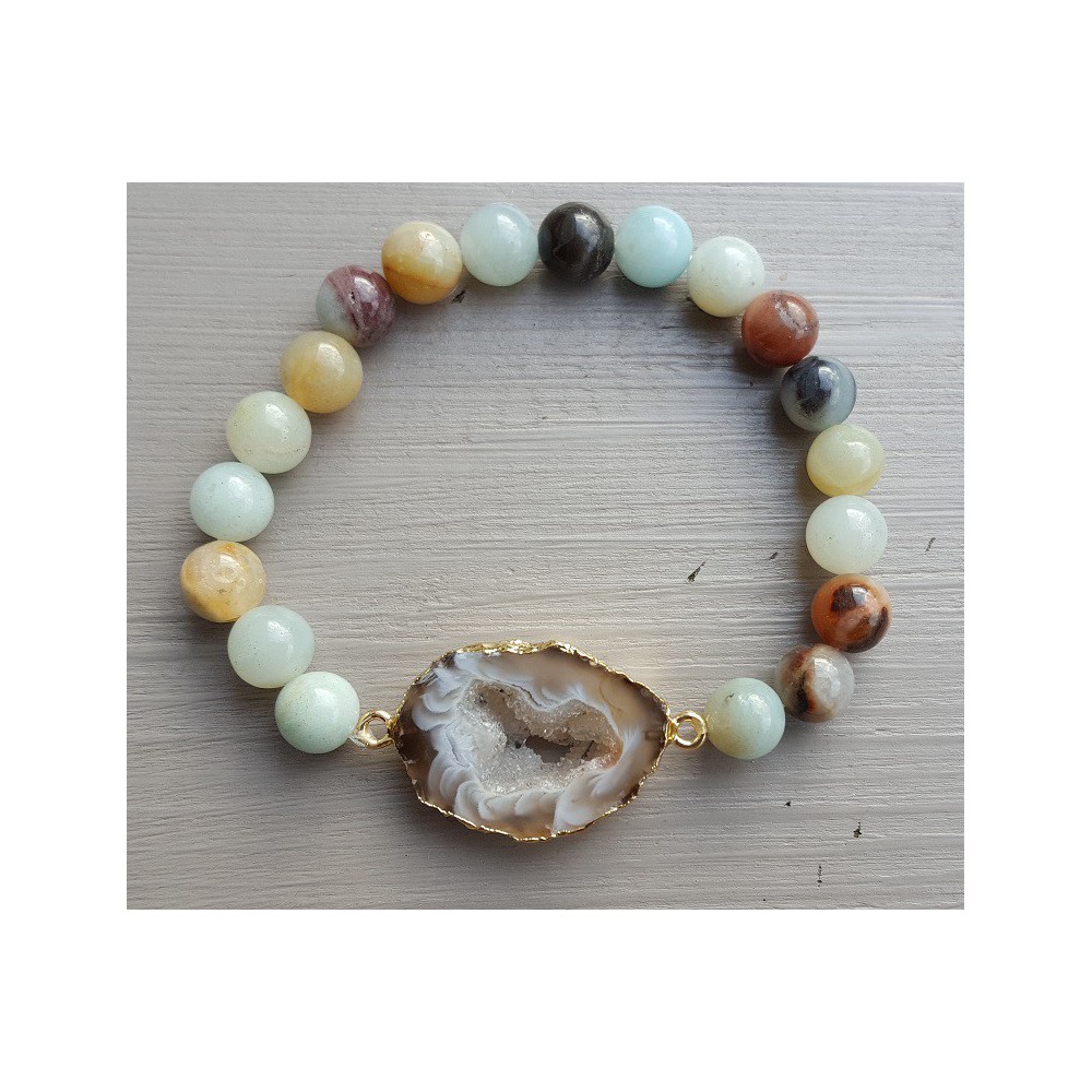 Armband met Geode Agaat en Amazoniet