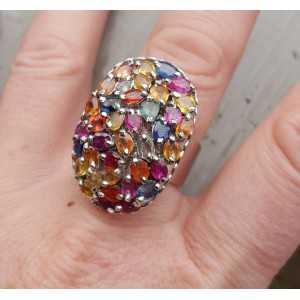 Silber ring set mit ovalen farbigen Saphiren 18,5 mm