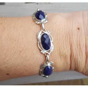 Silver bracelet with oval faceted Sapphires in any setting Silver bracelet with oval faceted Sapphires in any setting 
