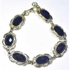 Silver bracelet with oval faceted Sapphires in any setting Silver bracelet with oval faceted Sapphires in any setting 
