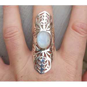 Silver ring with Moonstone in open worked setting 19