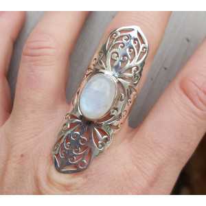 Silver ring with Moonstone in open worked setting 19