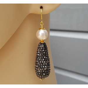 Earrings with drop crystal and Pearl