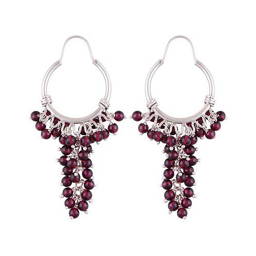 Zilveren creolen met Granaat steentjes