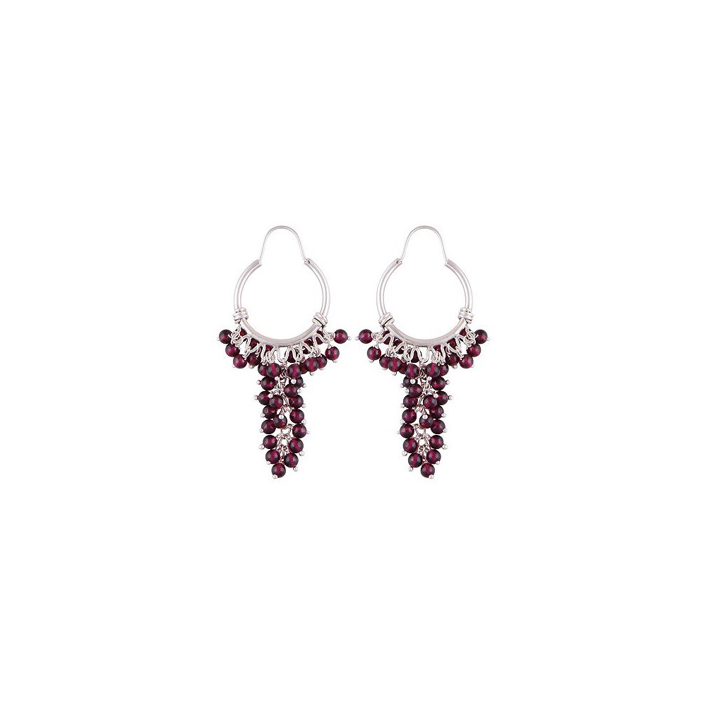 Silver creoles with Garnet stones