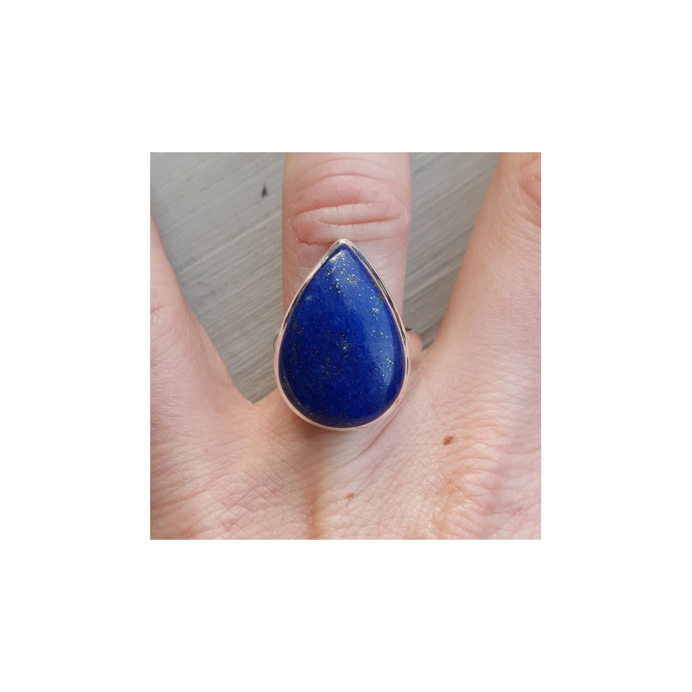 Silver ring with oval Lapis Lazuli size 17.3