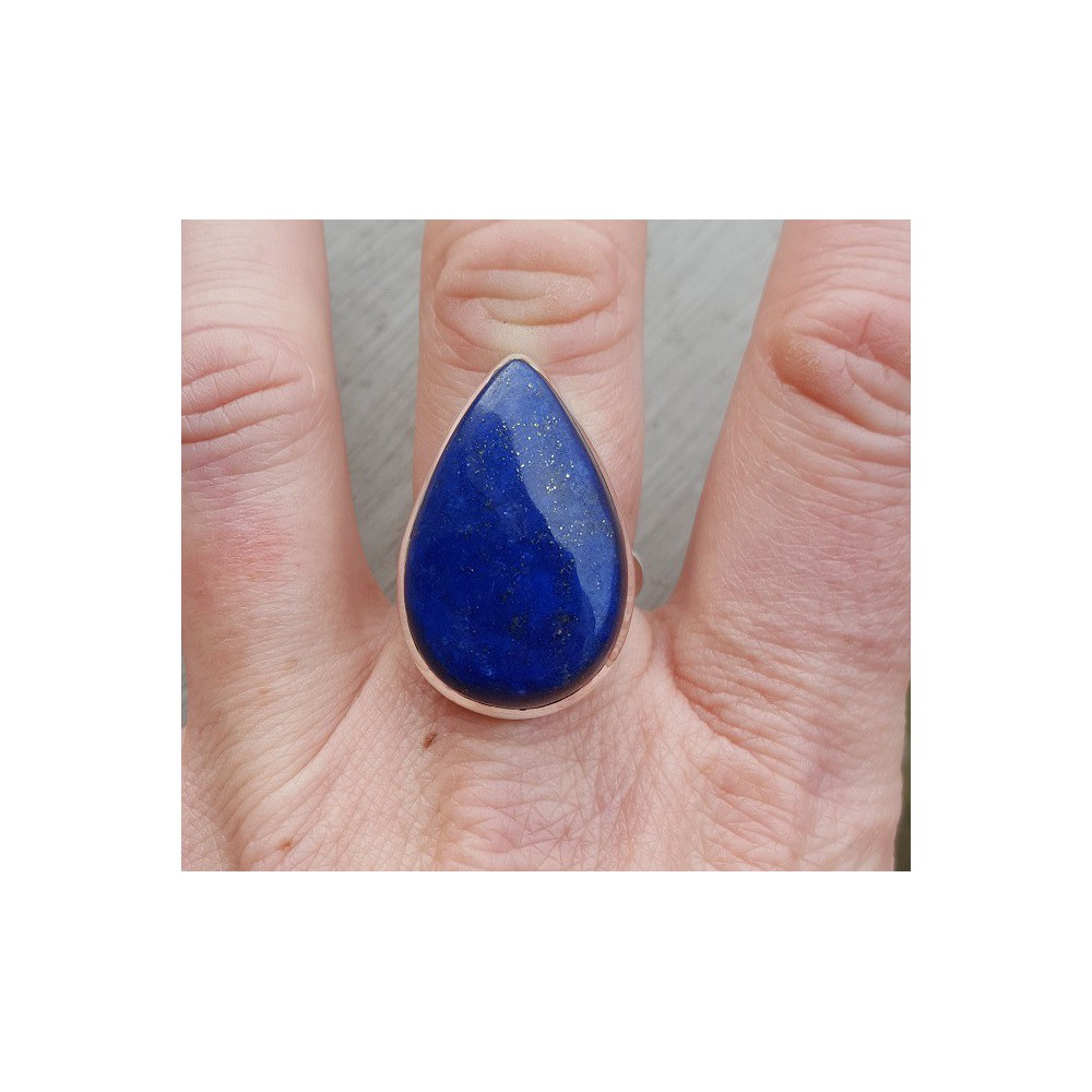 Silver ring with large teardrop shaped Lapis Lazuli 17.7