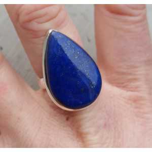 Silver ring with large teardrop shaped Lapis Lazuli 17.7