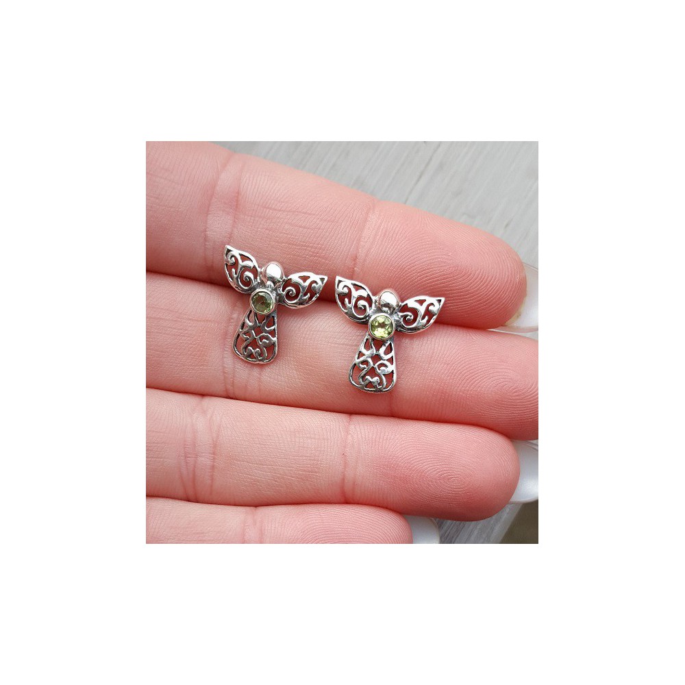 Silber oorknoppen angel-set mit Peridot