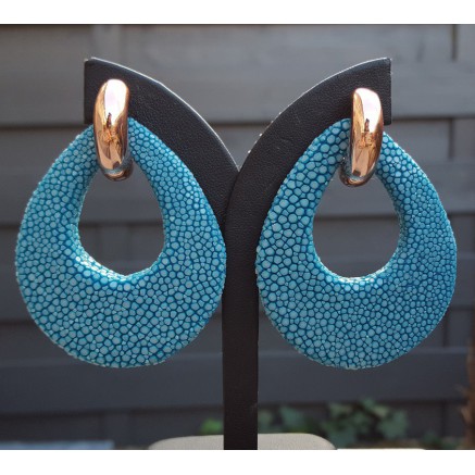 Creolen met oceaan blauwe Roggenleer druppel