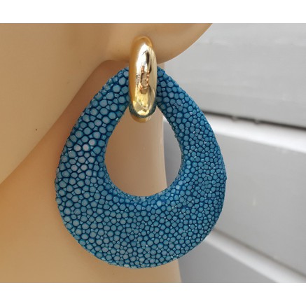 Creolen met oceaan blauwe Roggenleer druppel