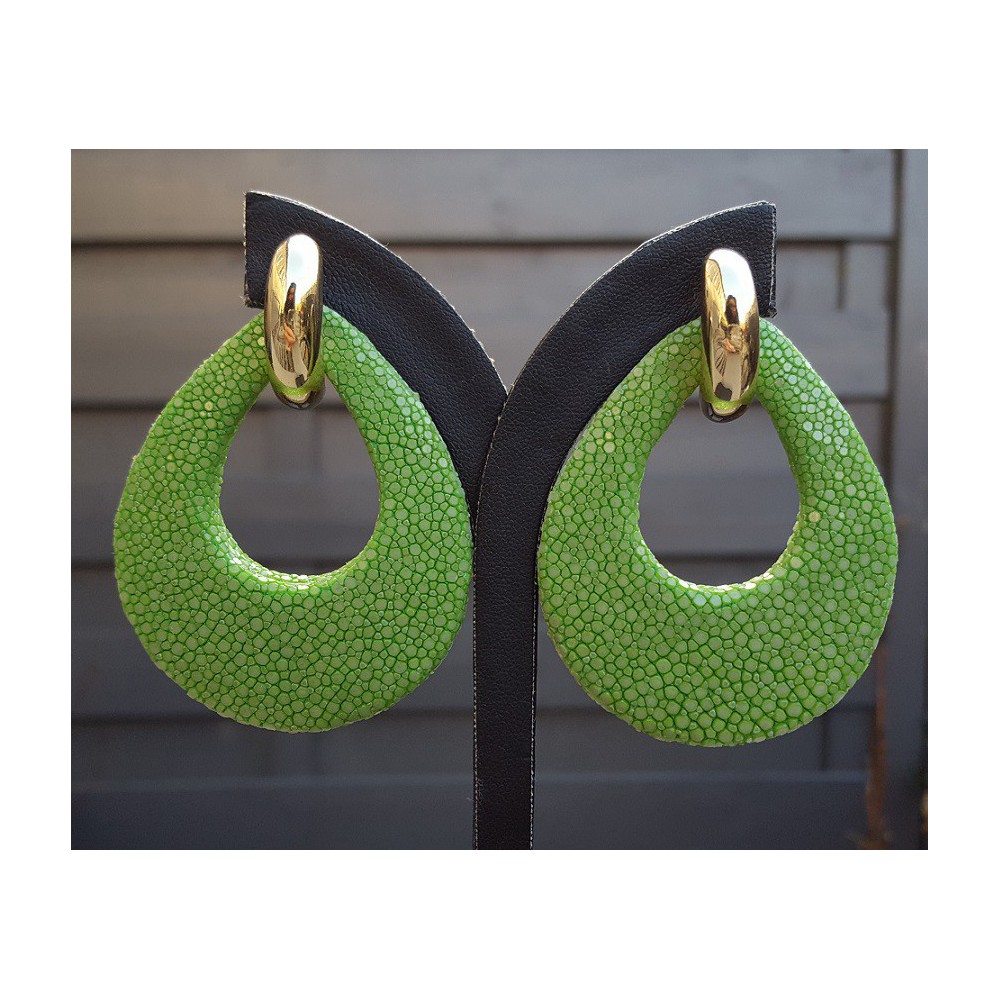 Creolen met appeltjes groene Roggenleer druppel