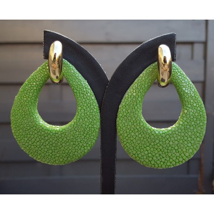 Creolen met appeltjes groene Roggenleer druppel