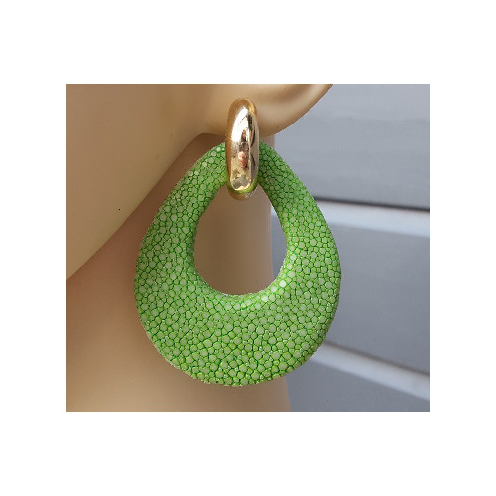 Creolen met appeltjes groene Roggenleer druppel