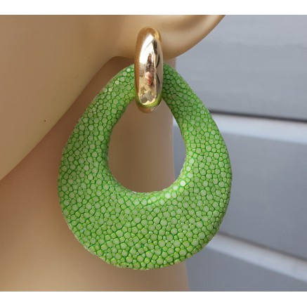 Creolen met appeltjes groene Roggenleer druppel