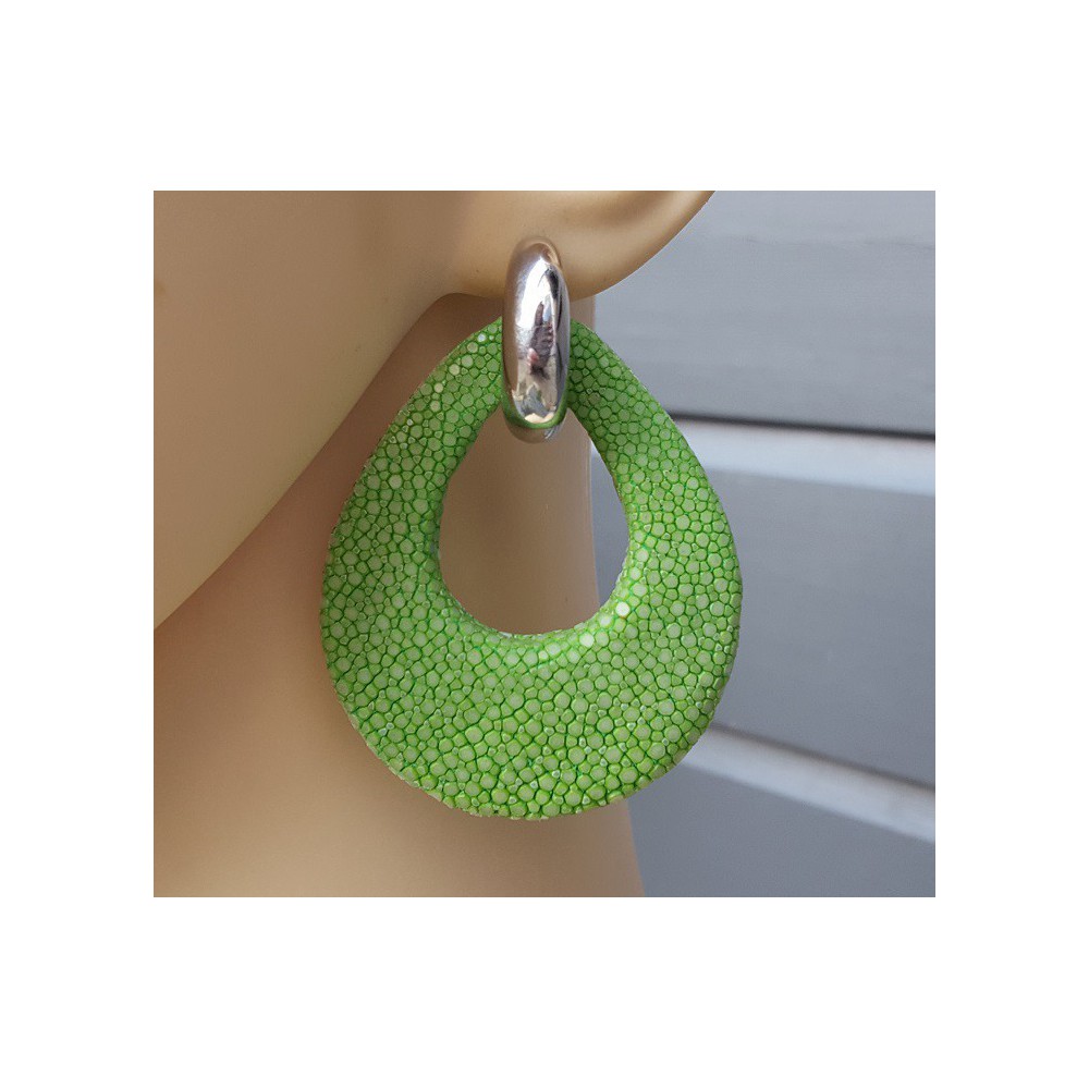 Creolen met appeltjes groene Roggenleer druppel