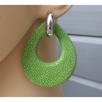 Creolen met appeltjes groene Roggenleer druppel