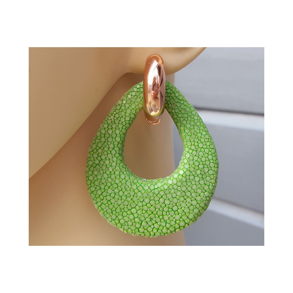 Creolen met appeltjes groene Roggenleer druppel