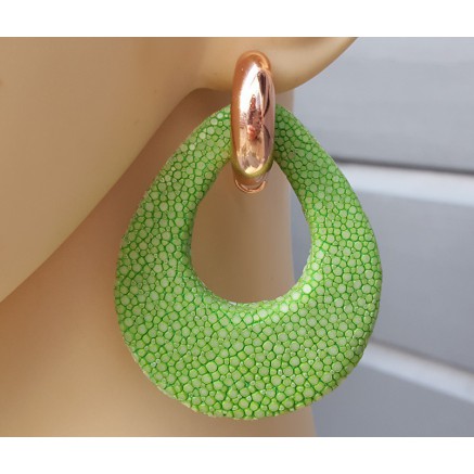 Creolen met appeltjes groene Roggenleer druppel