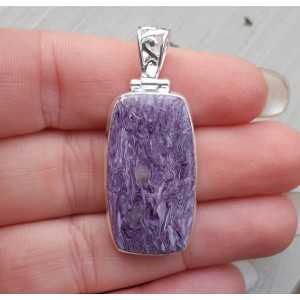 Silver pendant with small rectangular Charoiet