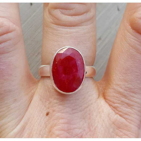 Silver ring with oval Ruby 18 mm