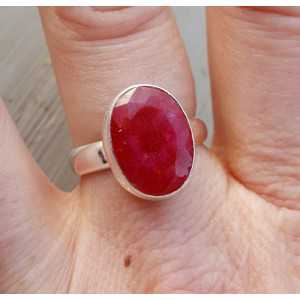 Silver ring with oval Ruby 18 mm