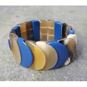 Bracelet made of buffalo horn blue lacquered