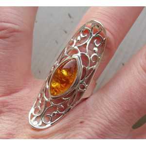 Silber ring mit marquise Amber 17 mm