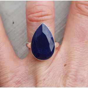 Silver ring set with oval Sapphire 17.3